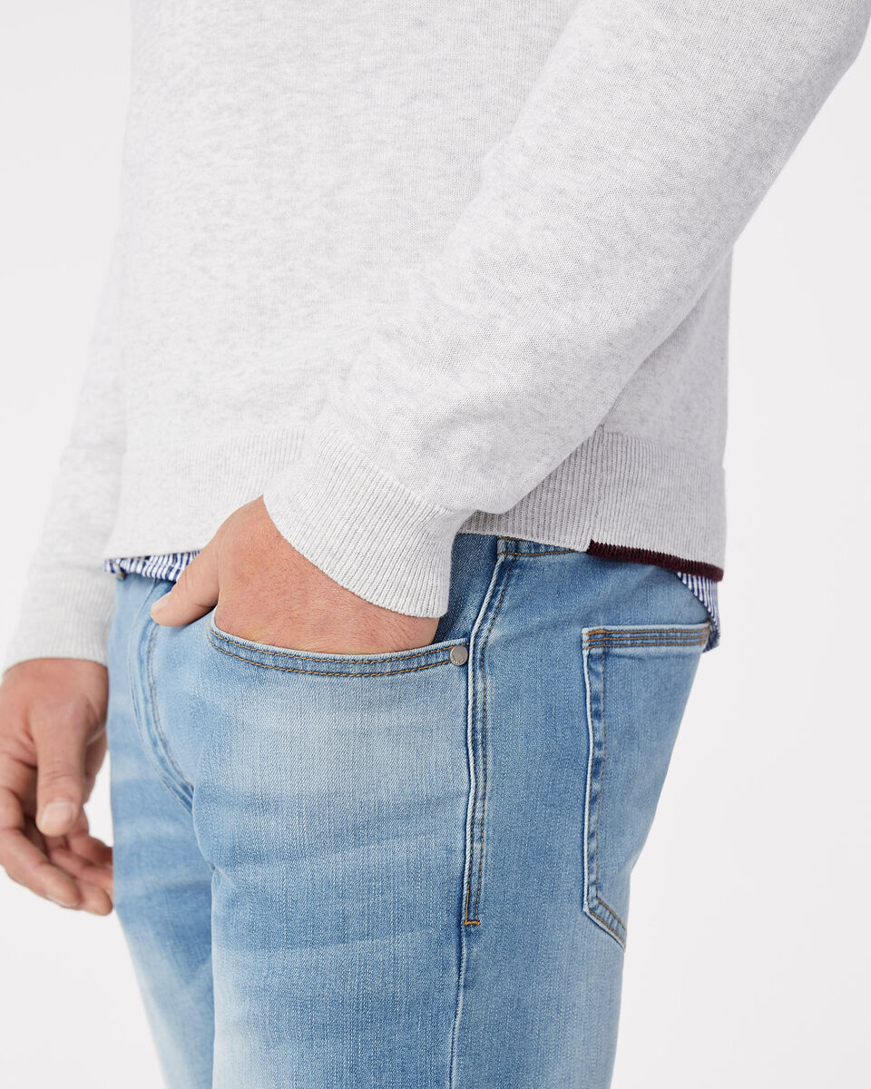 Penrose V Neck Jumper, Light Grey, hi-res